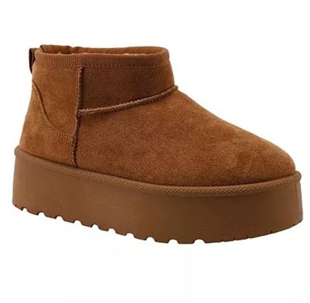 Kids Brown Suede Platform Ankle Boots